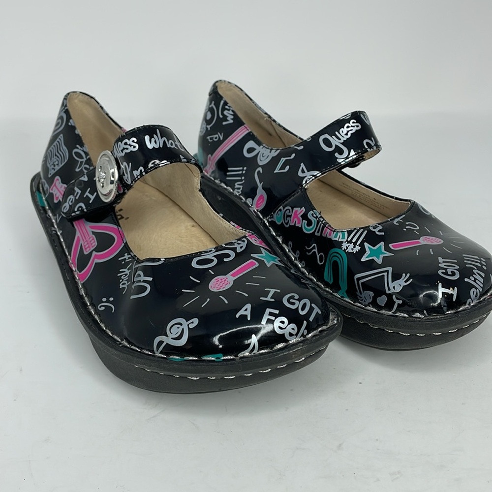 EUC Alegria Girls Kids Vinca Paloma Rock Star Black Kids Shoes Clogs Size 4